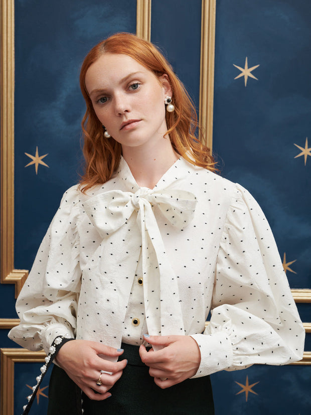 Rosetta Jacquard Bow Blouse