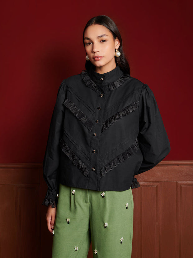 Florence Ruffle Blouse Coal Black / Z