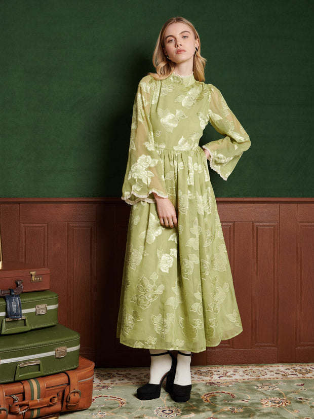 Emile Jacquard Midi Dress Lime Green / Z