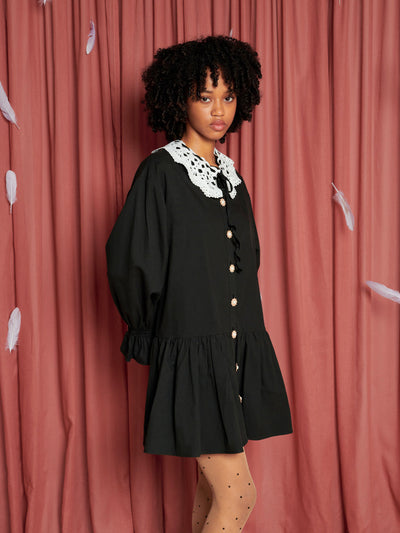 Orel Oversized Mini Dress Coal Black / Z