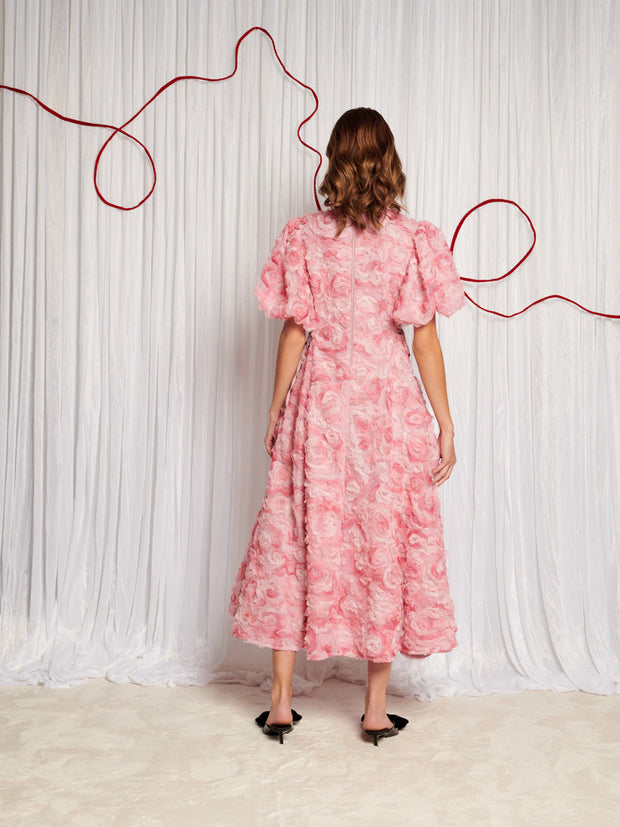 Rose Finch Tulle Midi Dress Coral Pink / Z